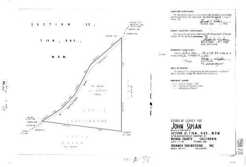 Click to see Record of Survey Book 6, pg. 70 (1976) of Nevada County Recorders Survey Maps Book 6