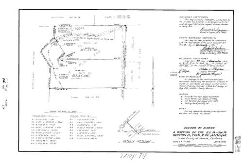 Click to see Record of Survey Book 6, pg. 74 (1976) of Nevada County Recorders Survey Maps Book 6