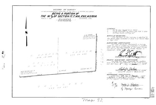 Click to see Record of Survey Book 6, pg. 92 (1977) of Nevada County Recorders Survey Maps Book 6