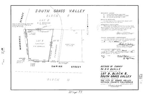 Click to see Record of Survey Book 6, pg. 93 (1977) of Nevada County Recorders Survey Maps Book 6
