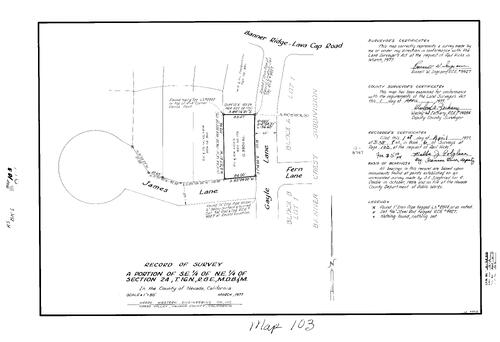 Click to see Record of Survey Book 6, pg. 103 (1977) of Nevada County Recorders Survey Maps Book 6