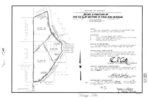 Click to see Record of Survey Book 6, pg. 106 (1977) of Nevada County Recorders Survey Maps Book 6