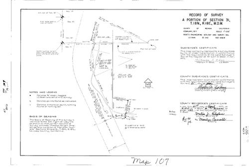 Click to see Record of Survey Book 6, pg. 107 (1977) of Nevada County Recorders Survey Maps Book 6