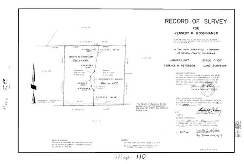 Click to see Record of Survey Book 6, pg. 110 (1977) of Nevada County Recorders Survey Maps Book 6