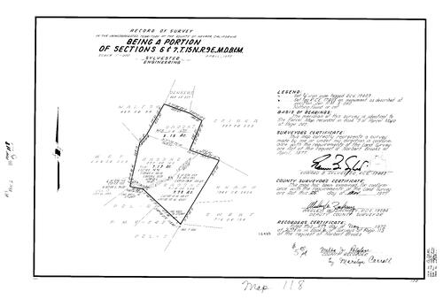 Click to see Record of Survey Book 6, pg. 118 (1977) of Nevada County Recorders Survey Maps Book 6