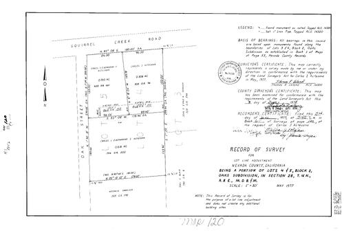Click to see Record of Survey Book 6, pg. 120 (1977) of Nevada County Recorders Survey Maps Book 6