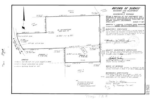 Click to see Record of Survey Book 6, pg. 123 (1977) of Nevada County Recorders Survey Maps Book 6