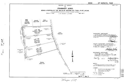 Click to see Record of Survey Book 6, pg. 129 (1977) of Nevada County Recorders Survey Maps Book 6