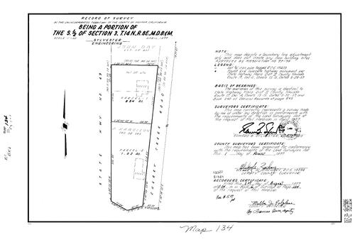 Click to see Record of Survey Book 6, pg. 134 (1977) of Nevada County Recorders Survey Maps Book 6