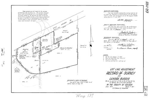 Click to see Record of Survey Book 6, pg. 137 (1977) of Nevada County Recorders Survey Maps Book 6