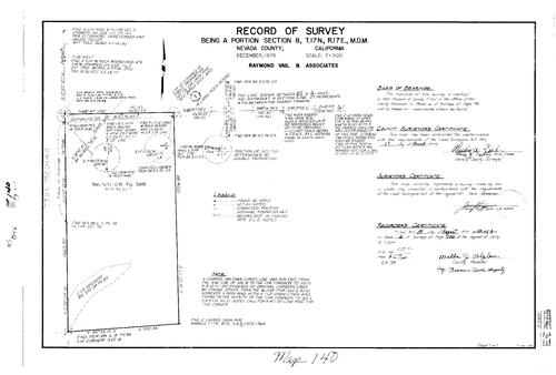 Click to see Record of Survey Book 6, pg. 140 (1977) of Nevada County Recorders Survey Maps Book 6