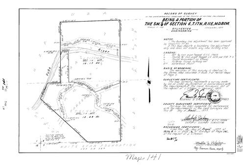 Click to see Record of Survey Book 6, pg. 141 (1977) of Nevada County Recorders Survey Maps Book 6