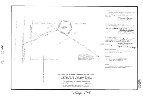 Click to see Record of Survey Book 6, pg. 144 (1977) of Nevada County Recorders Survey Maps Book 6