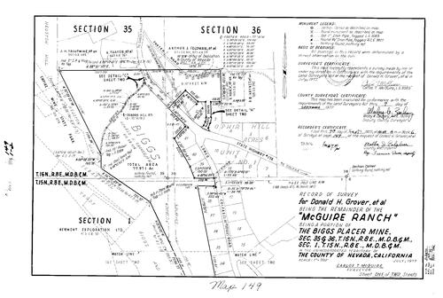 Click to see Record of Survey Book 6, pg. 149 (1977) of Nevada County Recorders Survey Maps Book 6