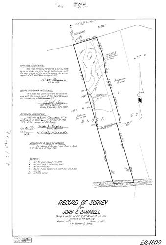 Click to see Record of Survey Book 6, pg. 154 (1977) of Nevada County Recorders Survey Maps Book 6