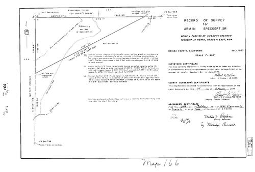 Click to see Record of Survey Book 6, pg. 166 (1977) of Nevada County Recorders Survey Maps Book 6