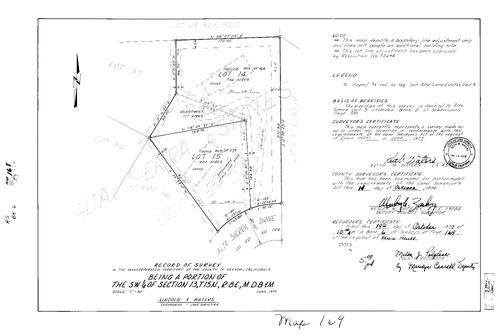 Click to see Record of Survey Book 6, pg. 169 (1977) of Nevada County Recorders Survey Maps Book 6
