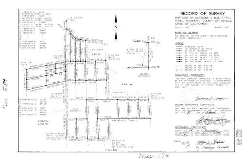 Click to see Record of Survey Book 6, pg. 174 (1977) of Nevada County Recorders Survey Maps Book 6