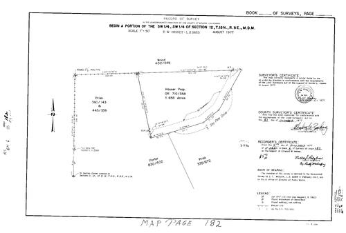 Click to see Record of Survey Book 6, pg. 182 (1977) of Nevada County Recorders Survey Maps Book 6