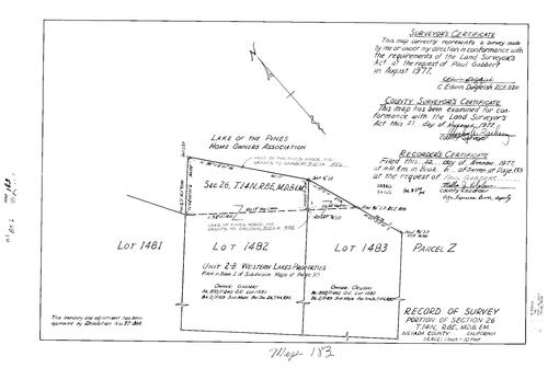 Click to see Record of Survey Book 6, pg. 183 (1977) of Nevada County Recorders Survey Maps Book 6