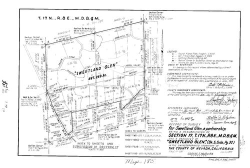 Click to see Record of Survey Book 6, pg. 185 (1977) of Nevada County Recorders Survey Maps Book 6