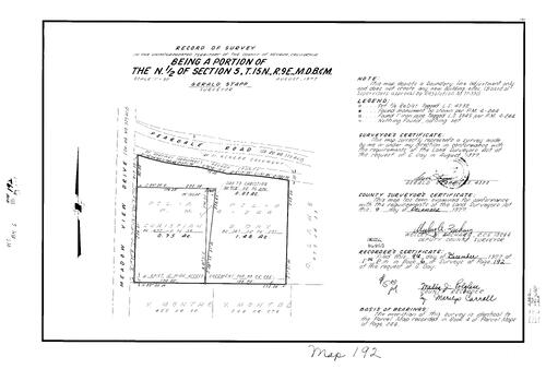 Click to see Record of Survey Book 6, pg. 192 (1977) of Nevada County Recorders Survey Maps Book 6