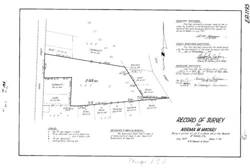 Click to see Record of Survey Book 6, pg. 193 (1977) of Nevada County Recorders Survey Maps Book 6