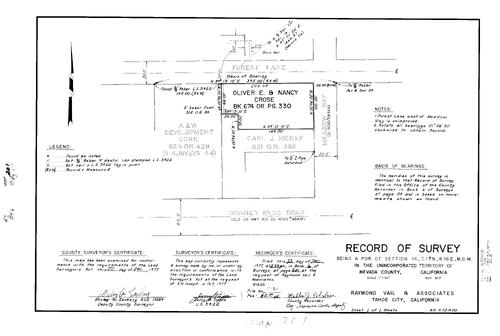 Click to see Record of Survey Book 6, pg. 201 (1977) of Nevada County Recorders Survey Maps Book 6