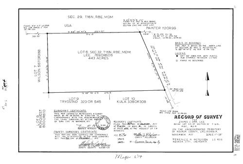 Click to see Record of Survey Book 6, pg. 204 (1977) of Nevada County Recorders Survey Maps Book 6