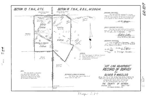 Click to see Record of Survey Book 6, pg. 214 (1978) of Nevada County Recorders Survey Maps Book 6