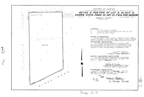 Click to see Record of Survey Book 6, pg. 218 (1978) of Nevada County Recorders Survey Maps Book 6