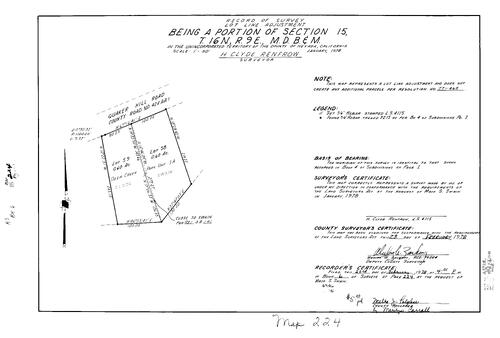 Click to see Record of Survey Book 6, pg. 224 (1978) of Nevada County Recorders Survey Maps Book 6