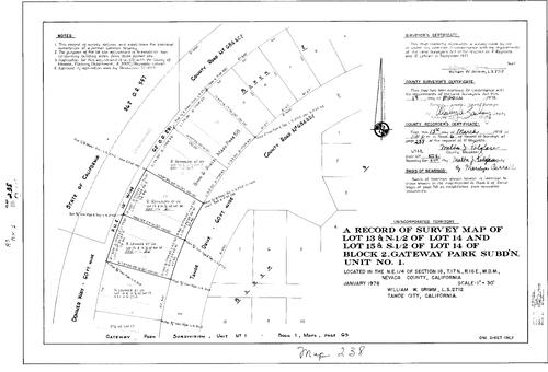 Click to see Record of Survey Book 6, pg. 238 (1978) of Nevada County Recorders Survey Maps Book 6