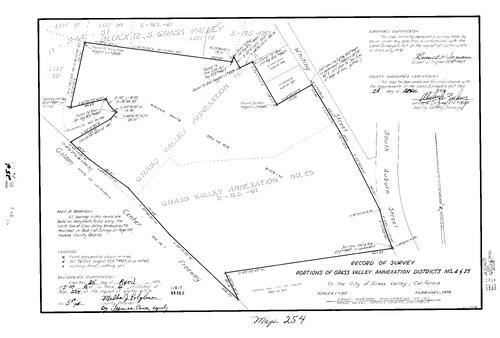 Click to see Record of Survey Book 6, pg. 254 (1978) of Nevada County Recorders Survey Maps Book 6