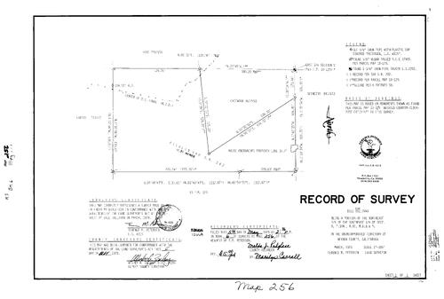 Click to see Record of Survey Book 6, pg. 256 (1978) of Nevada County Recorders Survey Maps Book 6