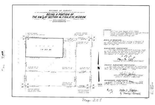 Click to see Record of Survey Book 6, pg. 258 (1978) of Nevada County Recorders Survey Maps Book 6