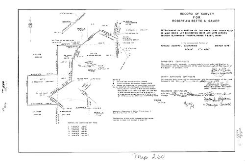 Click to see Record of Survey Book 6, pg. 260 (1978) of Nevada County Recorders Survey Maps Book 6