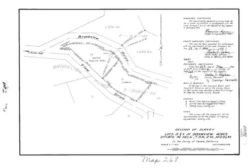 Click to see Record of Survey Book 6, pg. 268 (1978) of Nevada County Recorders Survey Maps Book 6