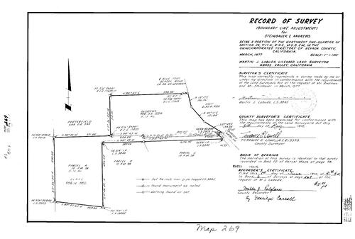 Click to see Record of Survey Book 6, pg. 269 (1978) of Nevada County Recorders Survey Maps Book 6