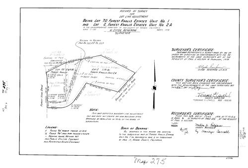 Click to see Record of Survey Book 6, pg. 275 (1978) of Nevada County Recorders Survey Maps Book 6