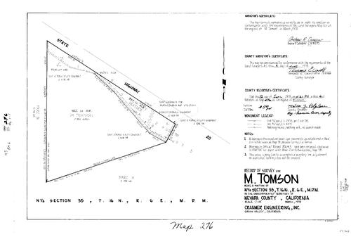 Click to see Record of Survey Book 6, pg. 276 (1978) of Nevada County Recorders Survey Maps Book 6