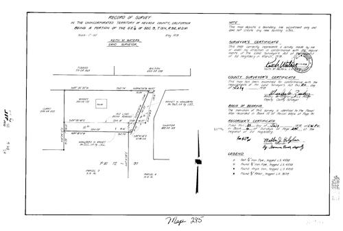 Click to see Record of Survey Book 6, pg. 285 (1978) of Nevada County Recorders Survey Maps Book 6