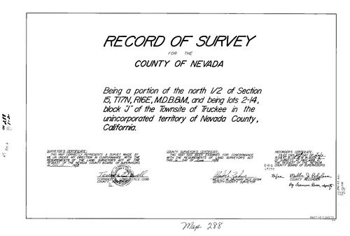 Click to see Record of Survey Book 6, pg. 288 (1978) of Nevada County Recorders Survey Maps Book 6