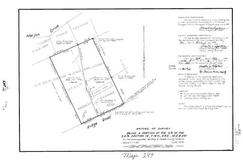 Click to see Record of Survey Book 6, pg. 289 (1978) of Nevada County Recorders Survey Maps Book 6