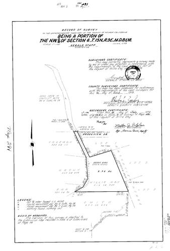 Click to see Record of Survey Book 6, pg. 291 (1978) of Nevada County Recorders Survey Maps Book 6