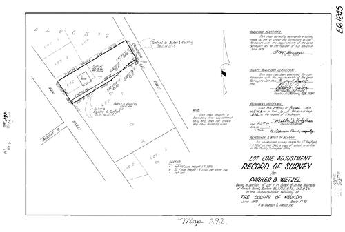 Click to see Record of Survey Book 6, pg. 292 (1978) of Nevada County Recorders Survey Maps Book 6