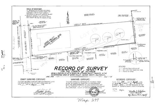 Click to see Record of Survey Book 6, pg. 297 (1978) of Nevada County Recorders Survey Maps Book 6
