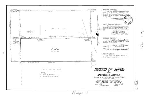 Click to see Record of Survey Book 7, pg. 1 (1978) of Nevada County Recorders Survey Maps Book 7