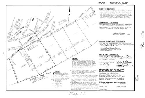 Click to see Record of Survey Book 7, pg. 13 (1978) of Nevada County Recorders Survey Maps Book 7