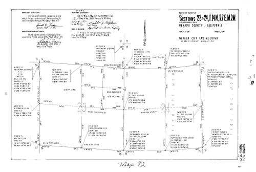 Click to see Record of Survey Book 7, pg. 92 (1979) of Nevada County Recorders Survey Maps Book 7